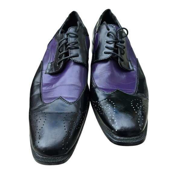 Bolano Other - Mens Bolano Purple & Black Leather Oxford Dress Shoes Wing Tip Size 11 JJ4101